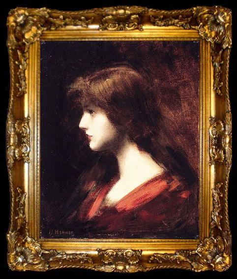 framed  Jean-Jacques Henner Head of a Girl, ta009-2